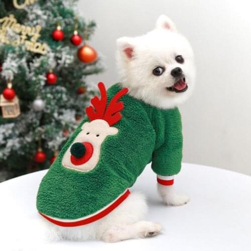 Fine Workmanship Cute Pet Dog Xmas Deer Face Costume Clothing Universal Puppy Christmas Coat Warm for Winter
