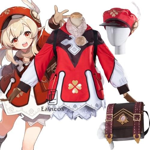 Genshin Impact Klee Cosplay Costume Dress Backpack Game Suit Halloween Party Women Outfit Uniform Custom-made