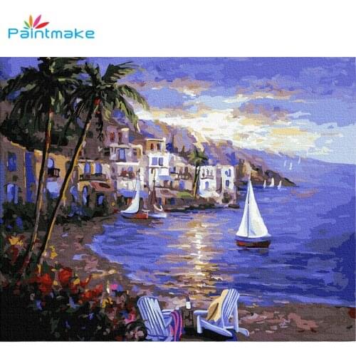 Paintmake Landscape DIY Paint By Numbers Sea Oil Hand Painted On Canvas Home Decoration Paintings Art Picture For Kids