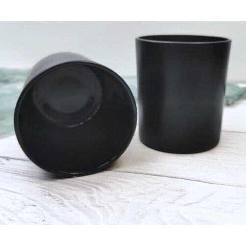 Candle Frosted Glass Matt Black Empty Jars for DIY Candle Making Holder Cup Containers Bulk Wholesale for Wedding Gift 2 PCS