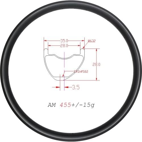 MTB AM Asymmetry 35mm carbon rims 29er disc clincher tubeless 28mm deep 24H 28H 32H 36H 29'' all mountain carbon wheel UD 3K 12K