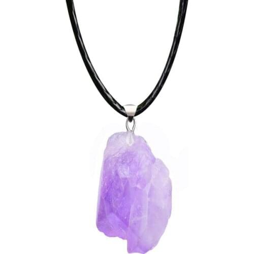 Natural Stone Crystal Pendant Necklace Quartz Rope Wrapped Treatment Necklace for Men Men Female Fashion Jewelry