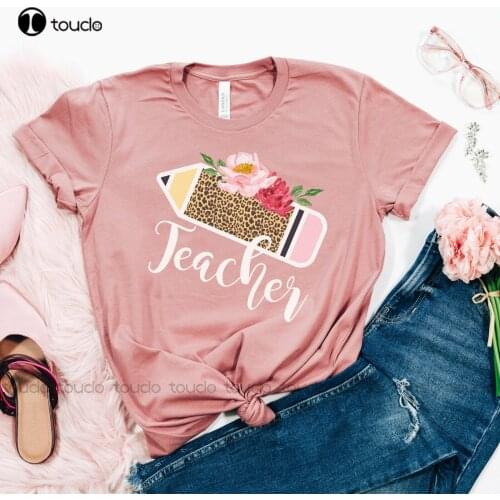 New Teacher T-Shirt Floral Leopard T-Shirt Adorable Gift Gift For Funny Student White Shirts For Women Cotton Tee S-5Xl Unisex