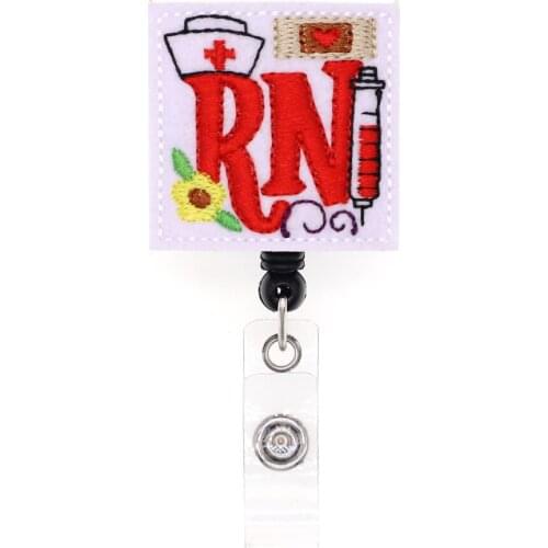 New Arrival RN Nurse Retractable Felt ID Badge Holder Reel