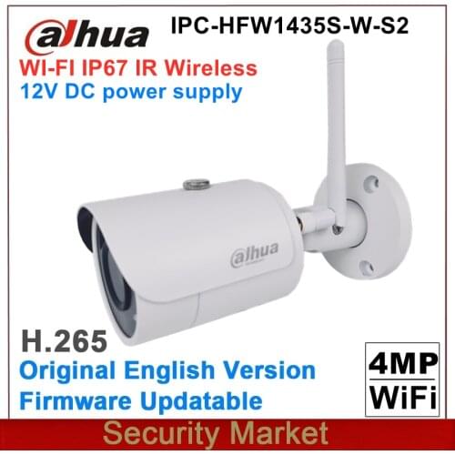 Original 4MP Dahua With DC 12V Power Supply IPC-HFW1435S-W-S2 Replace IPC-HFW1320S-W Wireless IR Bullet WI-FI Camera