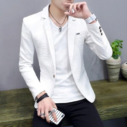 Spring Summer Thin Blazers Jacket Mens Handsome Short Coat Slim Fit One Button Long Sleeve Jackets Free Shipping