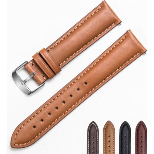 Leather Watchband 18mm 19mm 20mm 22mm Watch Band Steel Pin buckle Band Strap High Quality Wrist Belt Bracelet +Tool for Samsung