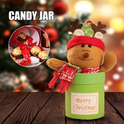 Christmas Candy Jar with Santa Claus Snowman Elk Decor Paper & Non Woven Cloth Chocolate Biscuit Container for Kids 2020ing