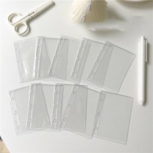 DIY Mini 3 Hole Spiral Transparent PVC Loose Leaf Binder Notebook Cover with Zip Creative Planner Id Card Photo Bag Accessories