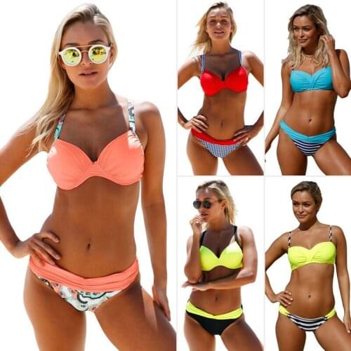 Sexy 2020 Bikini Swimsuit Women Swimwear Push Up Bikinis Set Stripe Female High Waist Swimming Suits for Bathing Suit