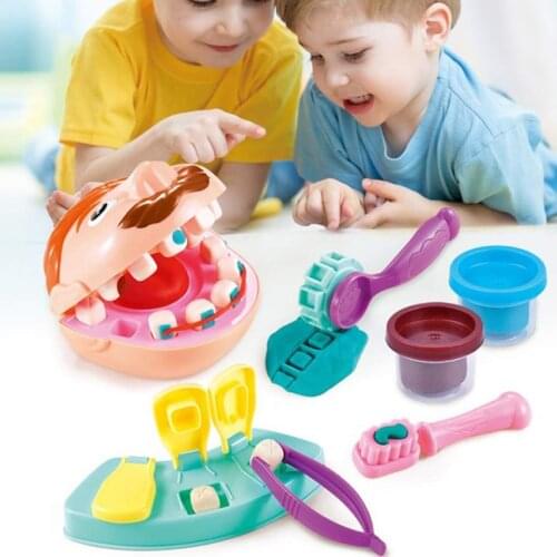 Children Plasticine Tool Set Doctor Dentist Check Teeth Model Set DIY Clay Plasticine Tool Play Simulation Early Learning Toys