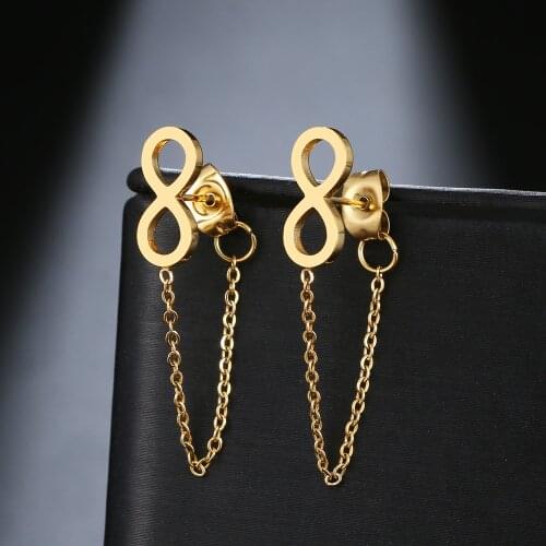 Stainless Steel Earrings 2021 Trend Classic Style Infinity Symbol "8" Fashion Tassel Chain Earrings For Women Jewelry Gifts NEW