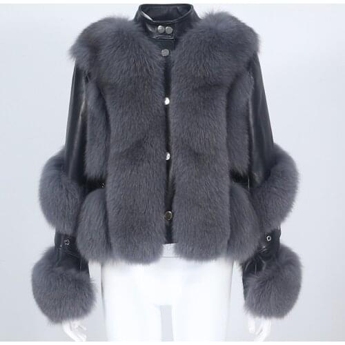 MENINA BONITA 2021 Real Fur Coat Winter Jacket Women Natural Fox Fur Genuine Leather Outerwear Detachable Streetwear Locomotive