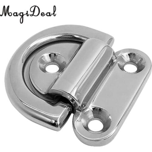 MagiDeal 6mm Folding Deck Pad Eyes / Lashing D Ring Tie Down Point Anchor Fixing Cleat Plate - Marine Grade 316 Stainless Steel
