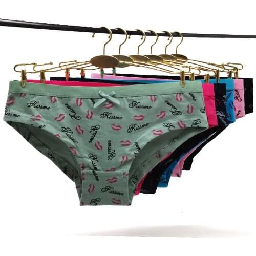 12 PCS Panties for Woman Underwear Sexy Ladies Briefs Female Lingerie Panty Red Lip Underpants Thong Femme Intimates Multi-Color