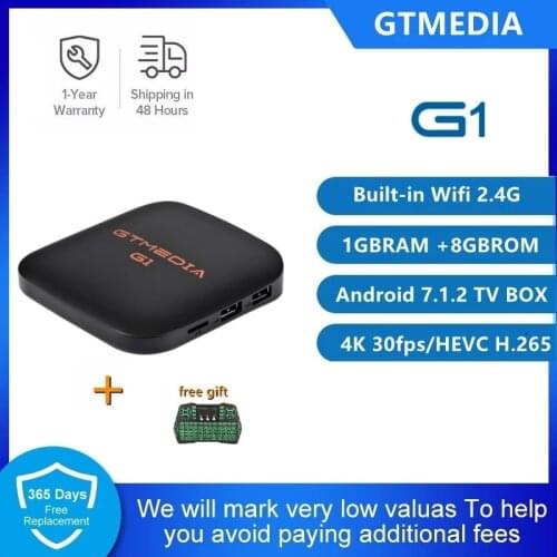 GTmedia G1 TV Box 4K Android TV 7.1 Ultra HD Amlogic S905W 1G 8G PK X96 2.4GHz WIFI Google Cast TV Set top Box Media Player