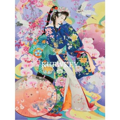 Japan gril 5D Diy Diamond Painting Stitch Cross Full square resin diamonds with printed Embroidery 5d Diamond Mosaic Sticker art