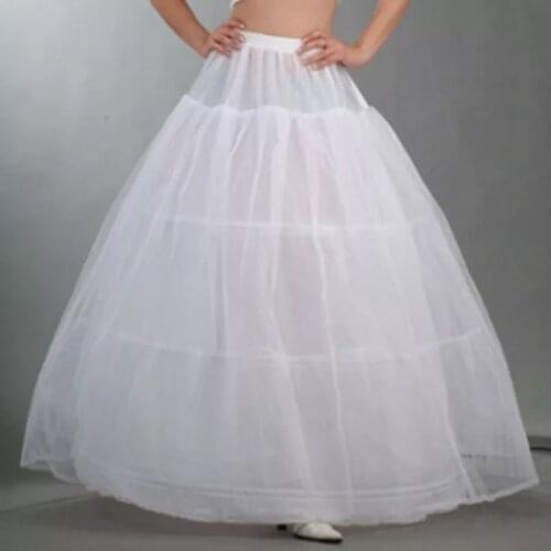 Womens Bridal 3 Hoops Maxi-Length Petticoat Drawstring Waistband Multi-Layer Ball Gown Wedding Dress Bustle Crinoline Underskirt