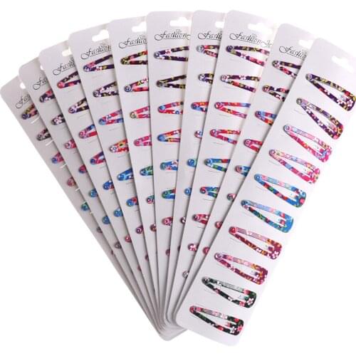 10Pcs/Pack Mini Small 4cm Printing Candy Color Cartoon girls' Hair grips BB Clips Kids Hairpin Accessories