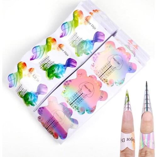 10pcs Nail Art French Acrylic UV Gel Tips Extension Builder Form Sticker Nail Art Extension Tips Manicure Gel UV Tool