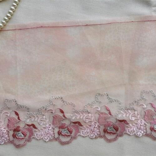 15Yards/Lot High Quality Pink Embroidery Tulle Lace Trim Lace Fabric Mesh Lace Fabric Sewing Diy Cloth