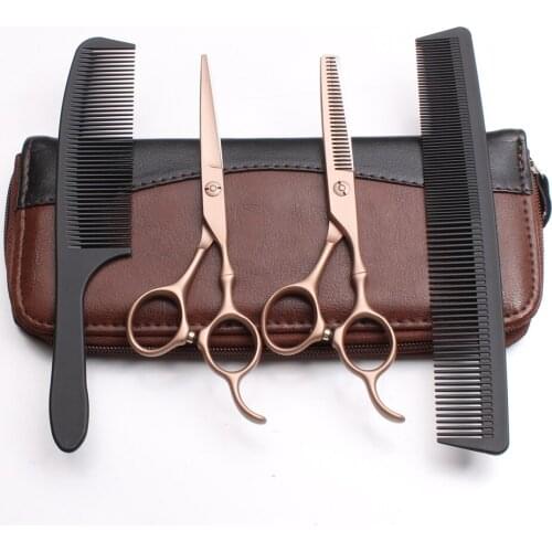 4Pcs/Set C9030 6 Inch Customized Brand Professional Hairdressing Human Hair Scissors Combs + Cutting Shears + Thinning Scissors