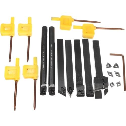 7 Set Shank Lathe Turning Tool Holder Boring Bar+DCMT CCMT Carbide Insert