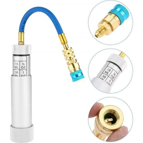 Car Auto Interior Oil Dye Injector AC Adapter Hand Turn Filler Injection Tool Auto Oil Dye Injector Adapter UV03QC12L R134A 2 OZ