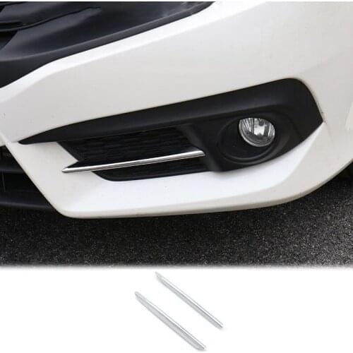 For Honda Civic Sedan 2016 2017 2018 10th Gen Front Rear Fog Light Lamp Bumper Grille Chrome Trim Cover Car Styling Accessories