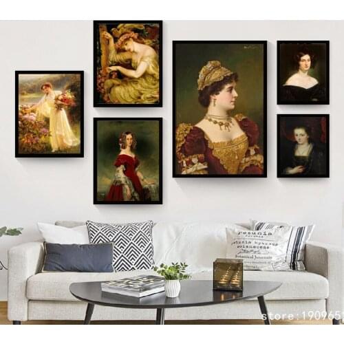 Cotton no frame classical court palace dame portrail canvas printings oil painting printed on cotton wall art decoration picture