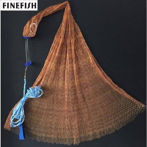 Finefish Without Sinkers USA Cast Net Strong Brown Line Fishing Net Hunting Catch Fish Network Small Mesh Hand Throw Nets