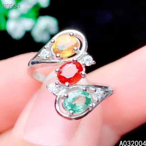 KJJEAXCMY fine jewelry 925 sterling silver inlaid natural colored sapphire new Female ring fashion Support Detection