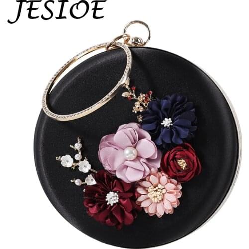 Clutch Bag Women Round Luxury Clutch Evening Bag Lady Flower Wedding Purse and Handbag Female Exquisite Party Chain Shoulder Bag