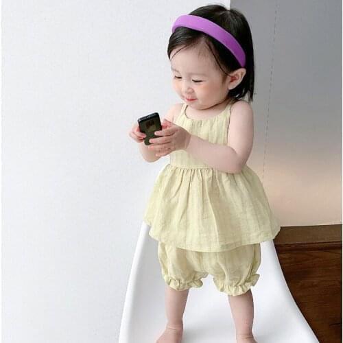 Sweet Cotton Strap Shirt+Short Pants Suit for Toddler Girls Clothing Set Infant Kids Baby Girls 2Pcs Clothes Sets 6M-3T