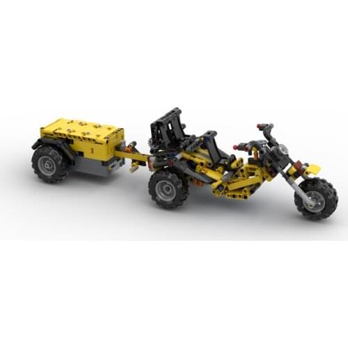 NEW 2021 Small particle DIY scene building block MOC three wheeled motorcycle trailer assembled toy model boys birthday present