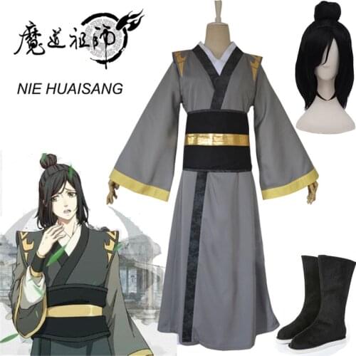 Anime Mo Dao Zu Shi Cosplay NIE HUAISANG Young Grandmaster of Demonic Cultivation Costume Men Anime Adult Wig Chinese Fan