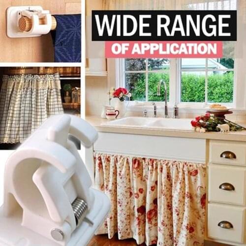 2/4/6pcs Nail-free Adjustable Rod Bracket Holders Self-adhesive Wall Mount Curtain Pole Wall Brackets for Home Bathroom EF