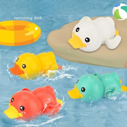 Cute Bathing Bathtub Toys Baby Clockwork Summer Bathroom Bath Shower Swimming Children Play Water For Kid Little Yellow Duck