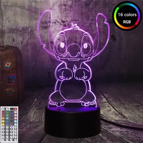 Cartoon Disney Stitch Figurine 3D LED Light Children LED Night Light USB LED Table Lamp for Bedroom Decoration Chirstmas Gift