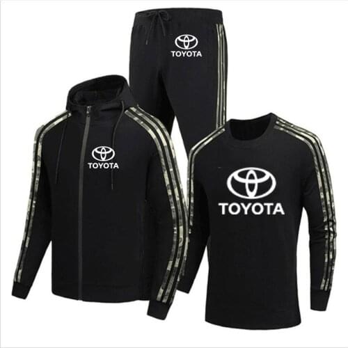 2021Spring Autumn Mens Zip Jacket Toyota Car Logo casual Cotton Fashion Mens jacket + sweater + pants three-piece suit
