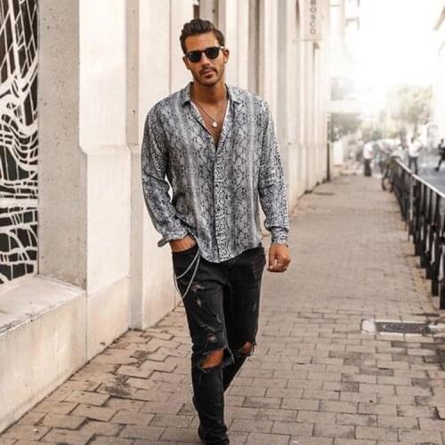 2020 Japanese fashion mens shirt Snake Print Long sleeve cardigan Hawaiian Shirt casual Vintage oversize clothing