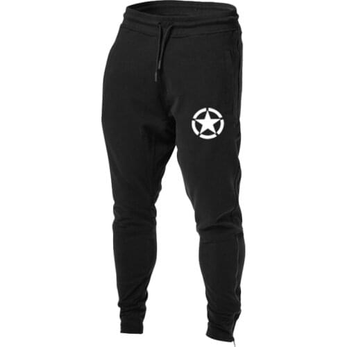 Men Cotton Sweatpants Autumn Soft Comfortable Jogging Trousers Gym Fitness Trousers Zipper Fitness Spring Printing Sports Pants