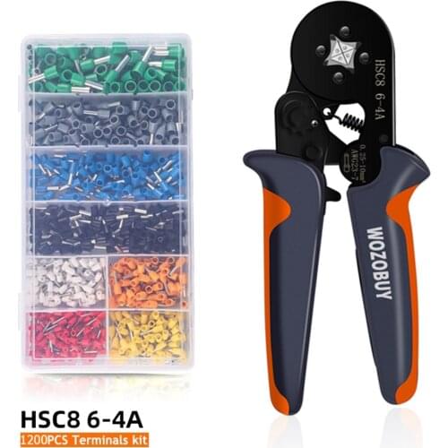 Ferrule Crimping Tool Kit-Ferrule Crimper Plier AWG 28-7 (0.08-10mm²) w/ 1200pcs Wire Ferrules Crimp Wire Ends Terminals