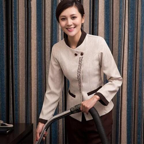 Newest hotel cleaner uniform for women cleaner clothes long-short sleeve restaurant uniforms autumn winter hotel work clothes