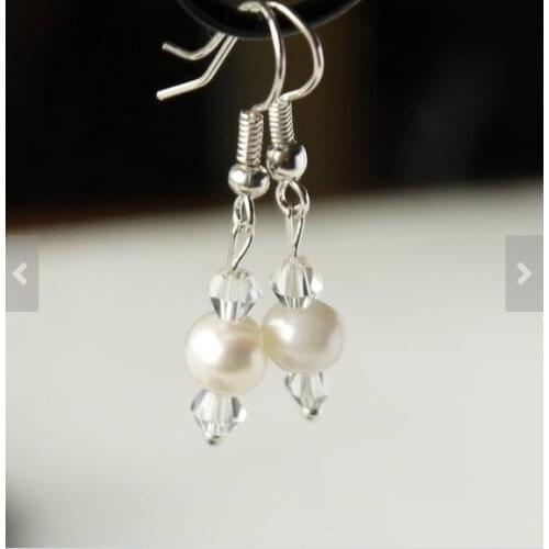 New Arrival Favorite Pearl Earrings Multicolor White Rice Freshwater Pearl Keshi Shell Silver Dangle Earring Handmade Women Gift
