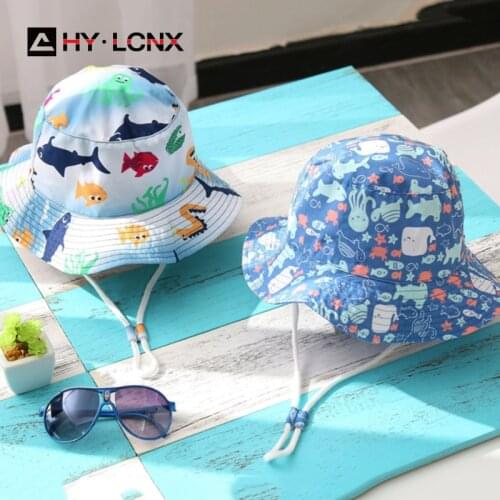 Spring Autumn New Boy Girl Cotton Breathable Fashion Cartoon Print Sun Fisherman Hat Child Outdoor Adjustable Bucket Hat