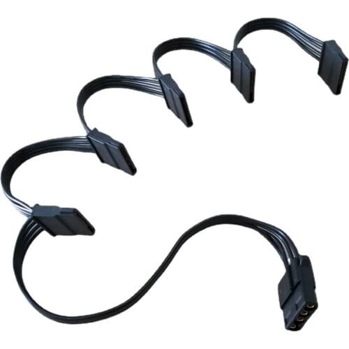 PC Computer Hard Drive 4Pin Female IDE Molex 1 to 5 SATA Splitter Adapter Converter Power Supply Cable Cord 18AWG Wire Black