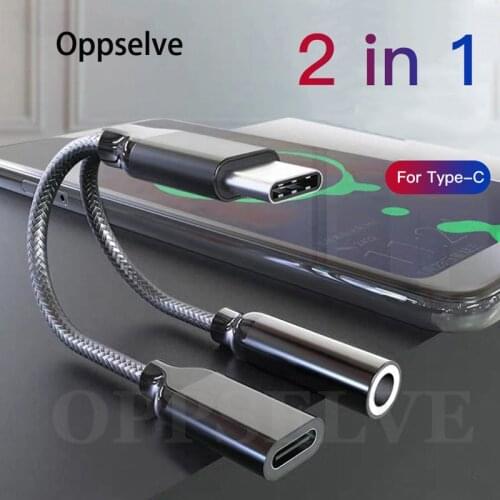 2in1 USB Type C To 3.5mm Jack Audio Splitter USBC Earphone Cable Charging Adapter USB C To Audio Cable for Huawei Xiaomi Samsung