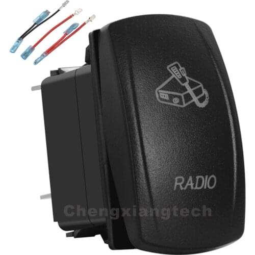 Radio White Led Rocker Switch 3 Pin On-Off SPST 12V/20A 24V/10A + Jumper Wires Set for Car Boat Waterproof
