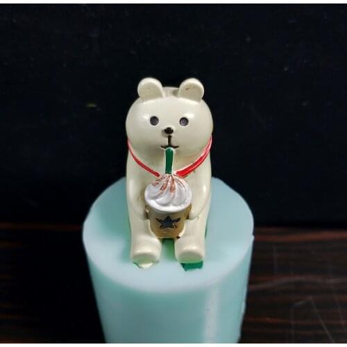 DW0171 PRZY Silicone Mold Silicone Fondant Mould Cat Wearing a Straw Hat Drinking a Drink Ornaments Resin Clay Mold Embed Molds